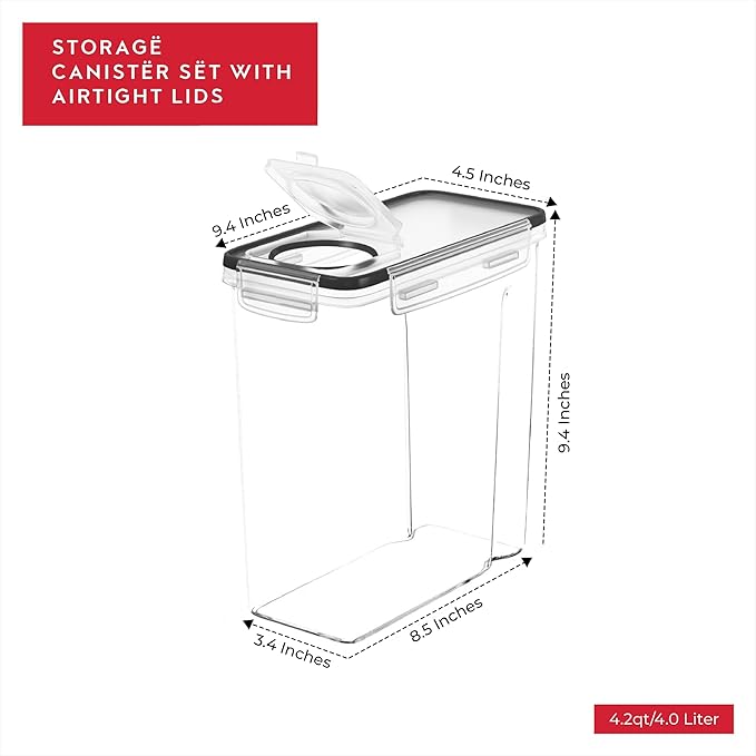 Cereal Containers Storage 2 Pack 135 fl. oz Cereal Dispenser Countertop, Airtight Food Storage Containers for Pantry Organization and Storage, Bpa-free Cereal Storage Container with Marker & Labels