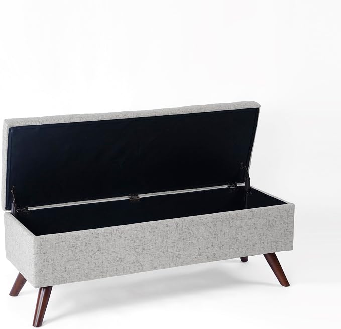 HomePop 48" Modern Tufted Storage Bench - Gray Woven