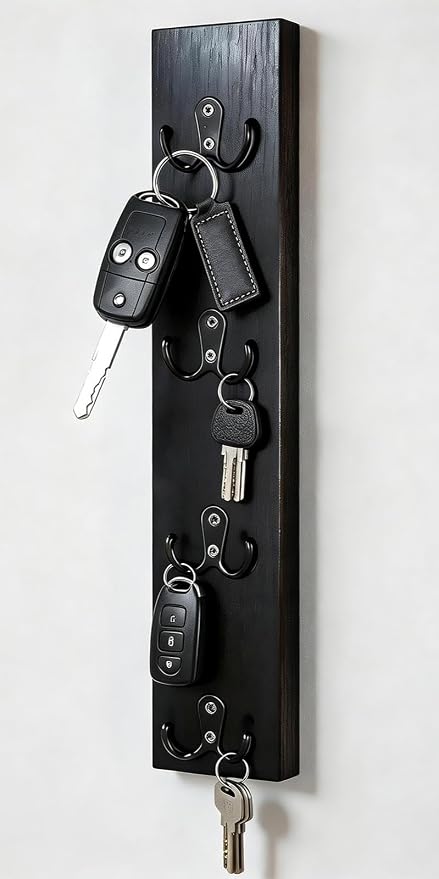 Yohsnor Vertical Key Holder for Wall,Space-Saving Hook Rack for Key,Wallet | Durable Wooden Wall Mount Key Rack,Stylish Home Decor for Entryway,Ideal for Small Spaces & Versatile Storage Solutions