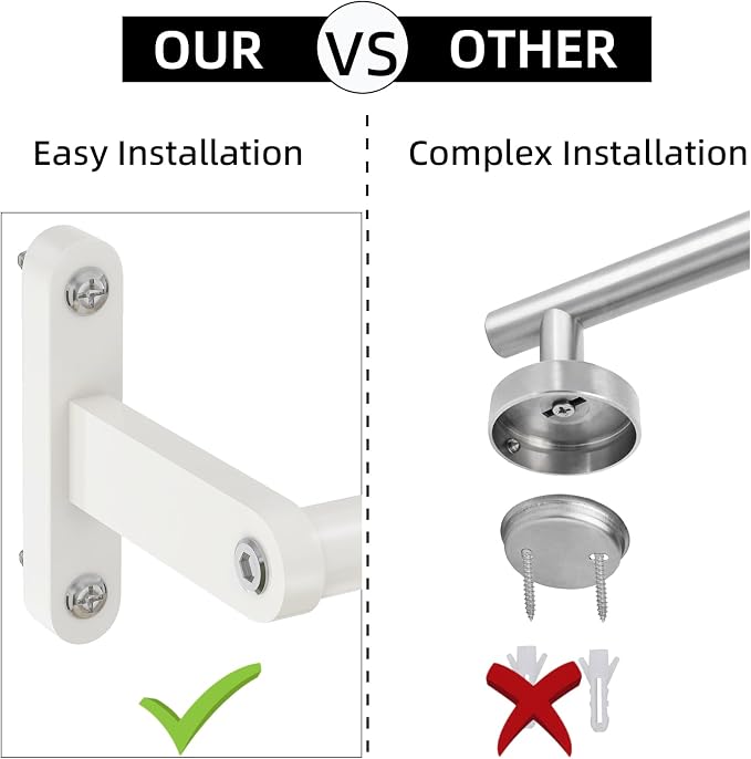KLJKPA Towel Bar for Bathroom, 16 Inch Wall Mounted Towel Rack, White | Heavy Duty Single Towel Rod, Space-Saving Hand Towel Holder, Toilet Kitchen Towel Storage, Rustproof, Stainless Steel