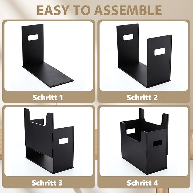 2 Pcs Portable Desktop File, Side Handles, Filing Organizer, Hanging File Folders, Letter Size for Schools Office Home (Black)