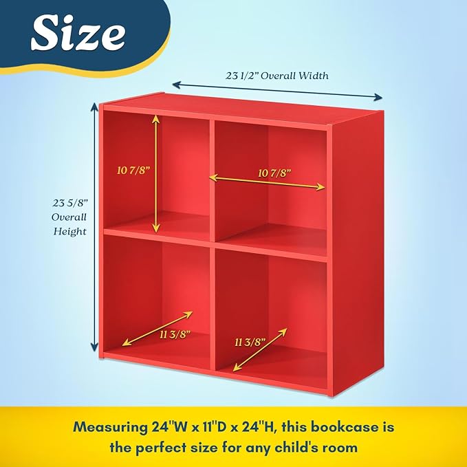 KB Designs - 4 Cube Storage Organizer Shelf - Modern Small Compact Organizer for Bedroom, Closet & Living Room, Sturdy Wooden Books Toys Storage Solution & Home Organization