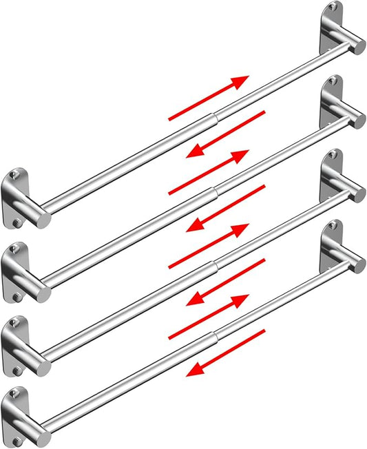 Towel Bar, Adjustable 14.4inch - 25.2inch Towel Rack, Self Adhesive & Wall Mounted for Bathroom Kitchen Hand Towel Holder Cloths Hanger SUS 304 Stainless Steel Single Bar (4, Chrome)