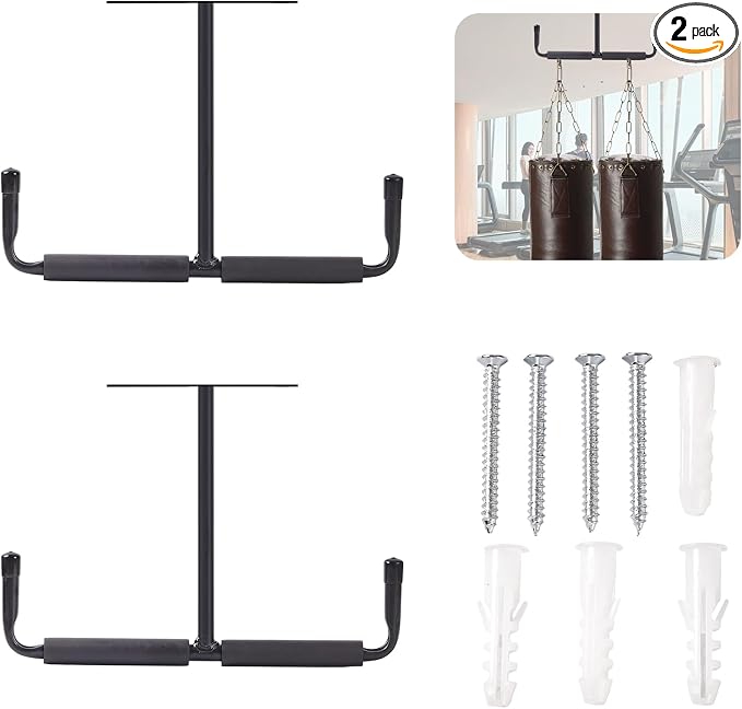 Overhead Garage Storage Hooks, Heavy Duty Utility Hooks Rack Ceiling Mounted for Hanging Bike, Ladder, Lumber, Tools, Hose Pipe Other Bulky Items(2 Pack)