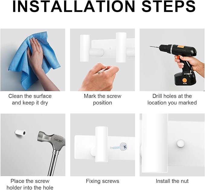 VAEHOLD Hat and Coat Wall Mount Rack - Hooks for Robes, Bags, Keys, and Towels - Bathroom Towel Hanger Organizer (White, “T“ Shape 3 Hooks 1 Pack)