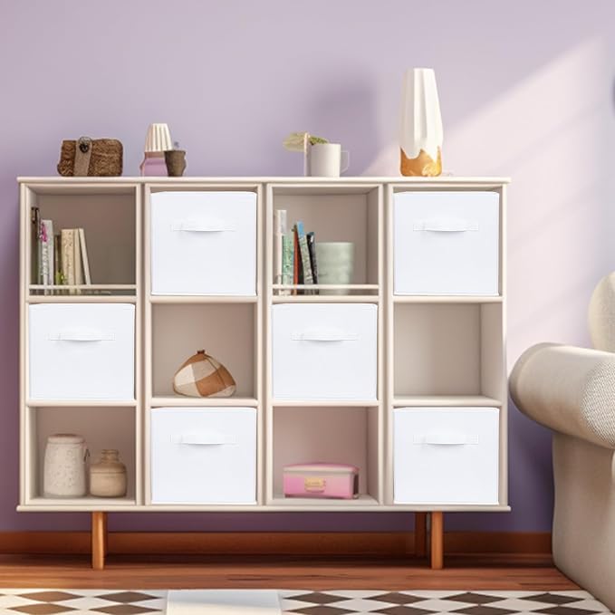 ShellKingdom Storage Bins, Foldable Fabric Storage Cubes And Cloth Storage | Storage Organizer For Closet And Toys, 10.5x10.5x11 INCH, 2 Pack (White)