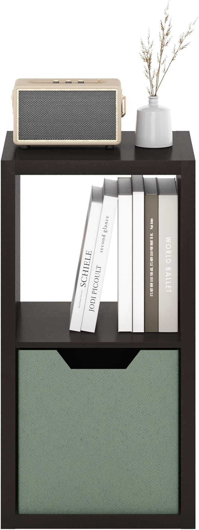 Furinno CUBICLE 2-Cube Book Shelf, Extra Thick Frame Bookshelf, Dark Oak | 14.6" x 16" x 30", Horizontally & Vertically Reversible Bookcase with Open Back, for Living Room, Bedroom, Home Office