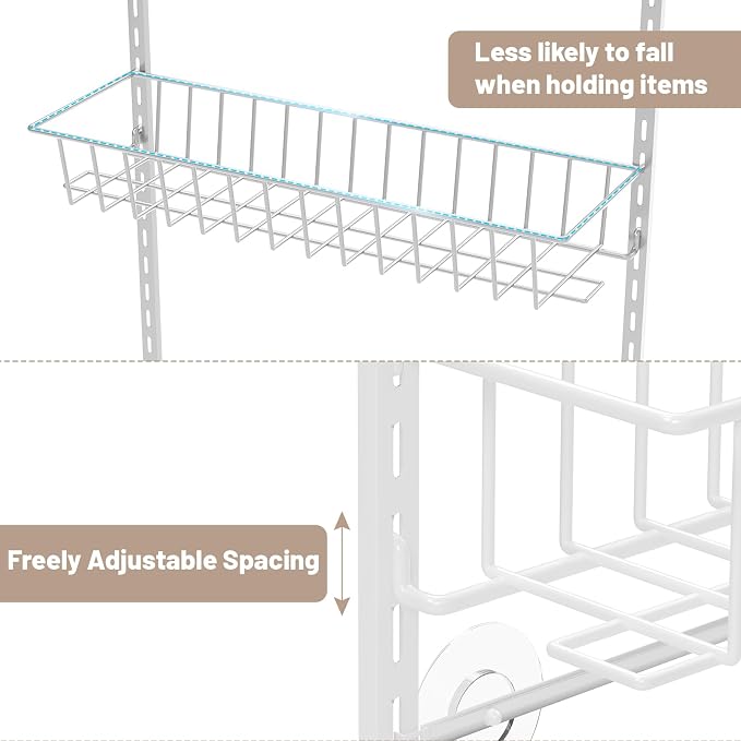 ElegantArray 10-Tier Pantry Door Organizer, White | Over The Door Pantry Organizer Rack and Storage, Hanging Spice Rack Shelves Door, Home Office Laundry Room Bathroom & Kitchen