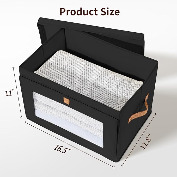 DIMJ Storage Bins with Lids - 5 Pack Large Fabric Closet Organizer with Window & Handles, Collapsible Decorative Storage Boxes for Shelves Under Bed, Books Clothes Blankets Sweaters Organization