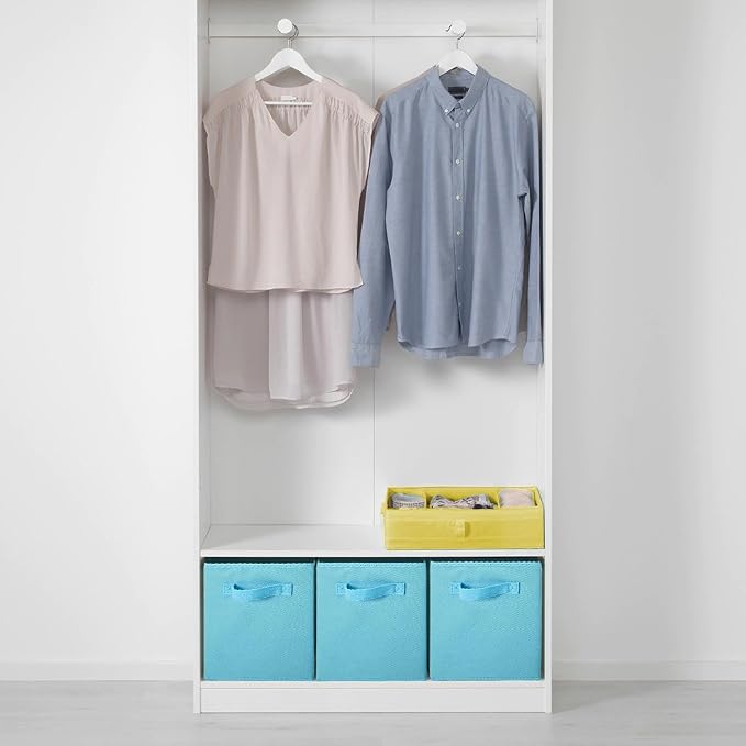 PowerKing Collapsible Storage Cubes, Farbic Storage Bins, Blue, 2 Pack | Sturdy, Lightweight, Easy Pull Handle, Closet & Shelf Organizer, Clothes and Toys Storage, 10.5'' x 11'' x 10.5''