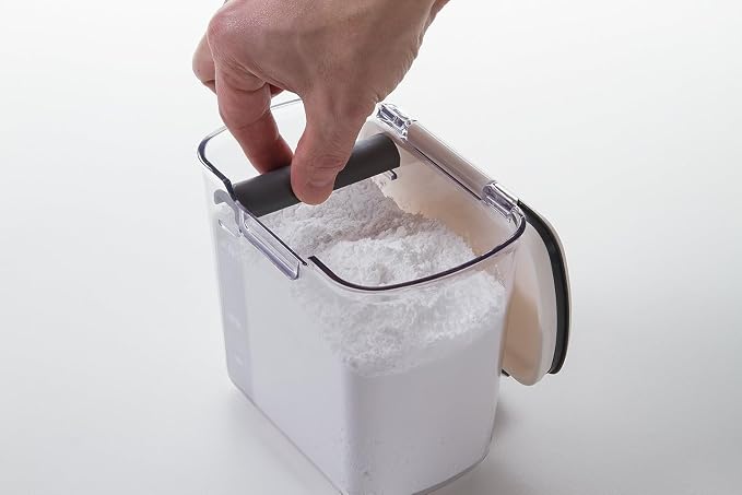ProKeeper 1 Quart Airtight Powdered Sugar Storage Container – Grey, BPA-Free Plastic | Includes a Dusting and Measuring Spoon and Leveling Bar, Holds Up To 1lb Bag of Powdered Sugar, BPA-Free and Dishwasher Safe