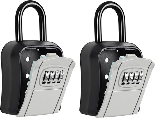 Portable Key Lock Box,Key Holder Safe Security Lock Box for Indoor, Outdoor, Garage, Garden, Store (2, Grey)