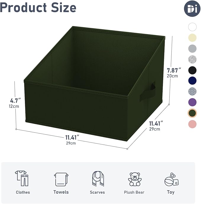 DIMJ Closet Storage Bins 10 Pack - Fabric Storage Baskets for Shelves, Collapsible Clothes Organizer with Handles, Trapezoid Shelf Organization Storage Cubes for Purse, Toys, Books, Towel, Clothes