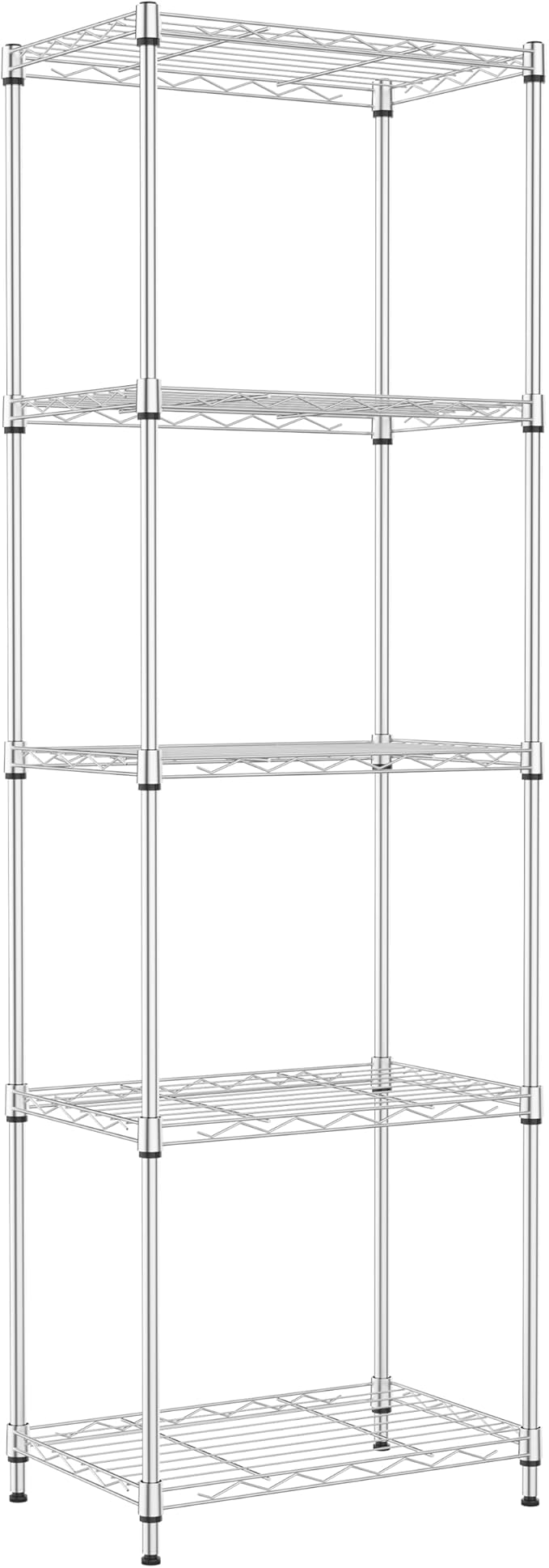 IZEUK 5 Tier Metal Wire Shelf Unit, Chrome Storage Rack Organizer for Kitchen, Bedroom, Living Room or Laundry Room, 17.7" W x 11.8" D x 55.0" H