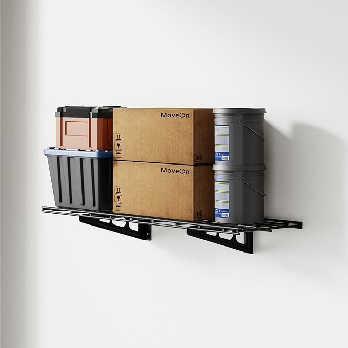 FLEXIMOUNTS 1-Pack 1x3ft Garage Shelving Wall-Mounted Storage Rack, Black | Heavy-Duty Wall Shelving, Holds Up to 150 lbs, Garage Storage Shelving for Organization & Storage Bins, Classic Series