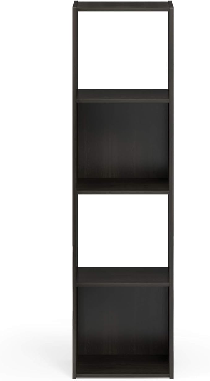 Furinno Pelli Cubic Storage Cabinet, 4x1, Espresso | 11.6 x 12.2 x 47.7, Open & Closed Back Cubes, Storage Organizer Cabinet, for Living Room, Bedroom, Home Office