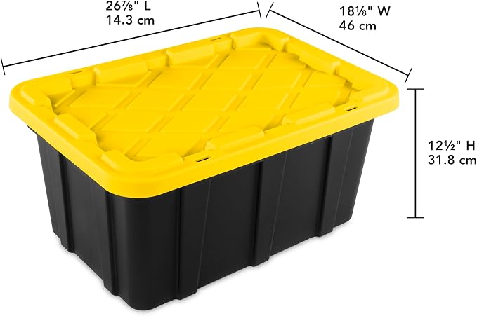 Sterilite 18-Pack Industrial Tote, Plastic Storage Container Bins with Lids, 17 Gallon - Heavy-Duty Organizing Containers for Closet, Bathroom, and Office
