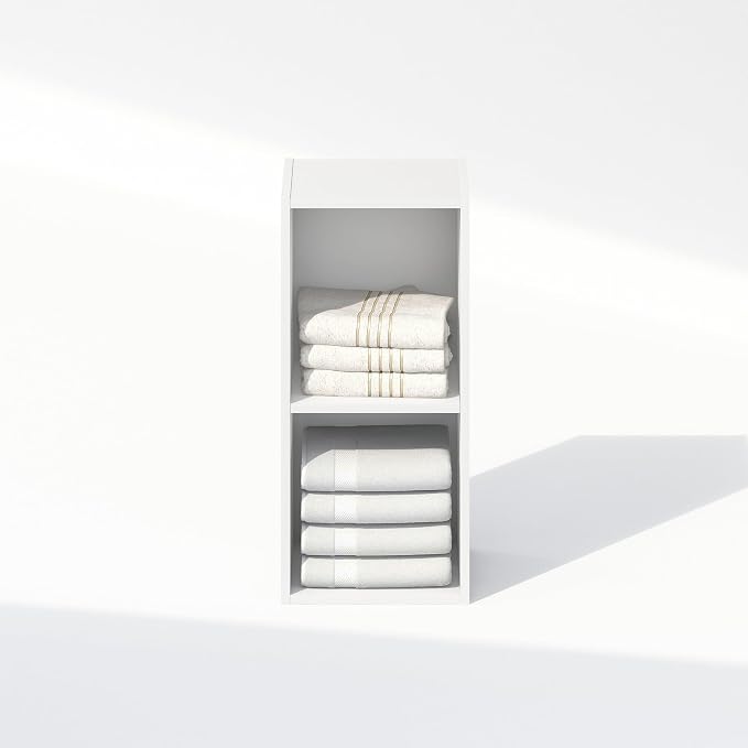 Furinno Reed 2-Tier Closet Organizers and Storage, Closet Organizer, Open Shelf Closet Storage, for Wardrobe, Bedroom, Living Room, 10-Inch Width, White