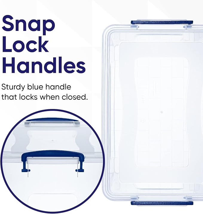Superio Storage Bins with Lids, Clear Plastic Containers for Organizing, Stackable Totes, BPA Free, Odor Free, Organizer Boxes for Home, and Dorm (4 Pack, 14.7 Qt)