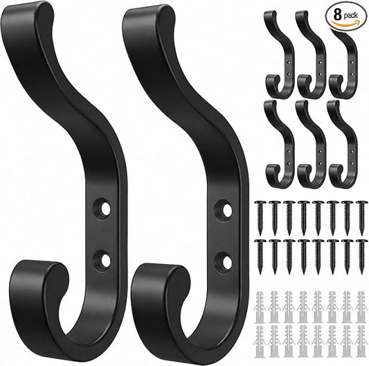 bussdis Coat Hanger Wall Mount 8-Pack - Wall Hooks for Hanging Heavy Duty