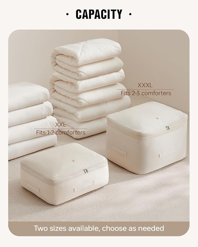 Eachy 3-Pack Comforter Storage Bag Blanket Storage Bags, 136L Compression Bags for Blanket Comforter, Ultra Space Saving Self Compression Organizer