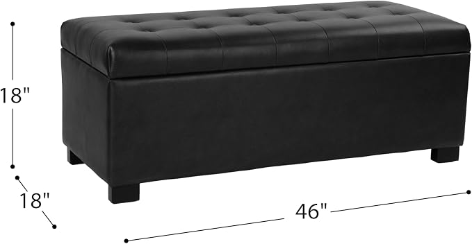 HomePop 46" Tufted Storage Bench - Classic Black