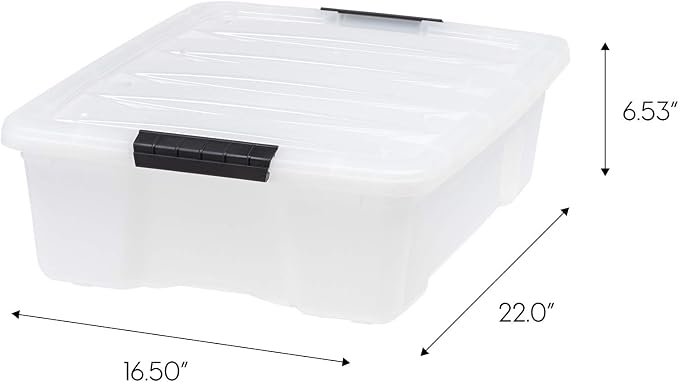 IRIS USA 6-Pack 27 Quart Storage Bins with Lids, Pearl | Conceals contents for a clean look. Great for linens, décor, closet storage, and supplies. Nestable design saves space