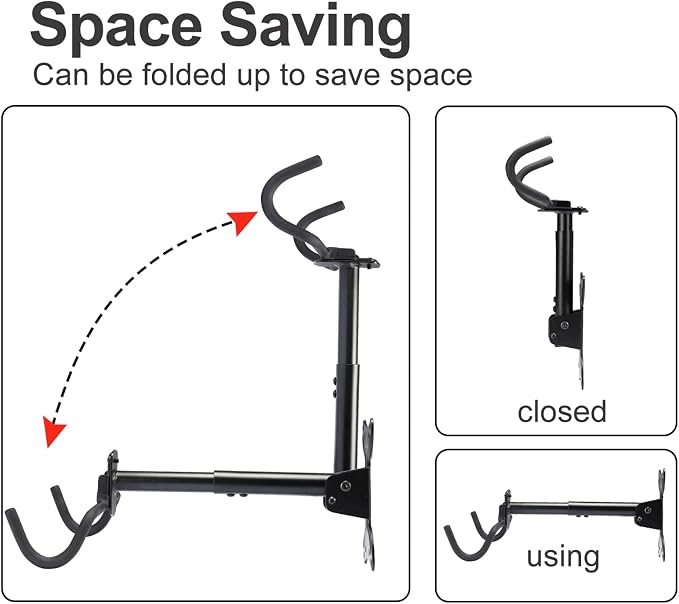 UU-Major Bike Wall Mount,Heavy Duty Bike Hanger, Mounted Bike Hook for Garage Wall,Horizontal Bike Rack for MTB,Road And Hybrid Bikes Storage,Thicker Metal With Rubber Coating.(Adjustable*2 Pack)