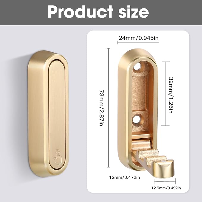 Folding Coat Hooks, 2 Pcs Foldable Gold Wall Hooks Heavy Duty Foldable Hook Bathroom Towel Hooks Robe Hooks Wall Mounted for Hanging Coat Towels Clothes Hat Bags Keys