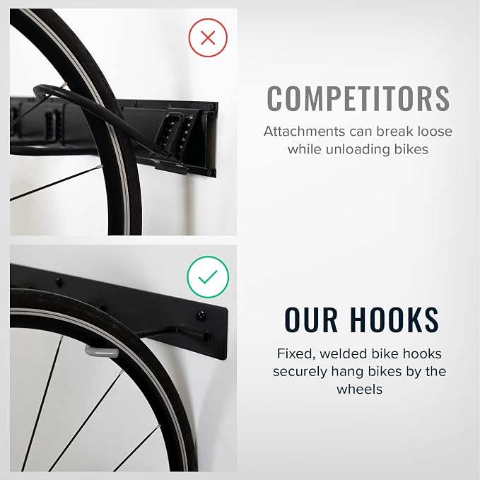 StoreYourBoard Bike Storage Rack, 4 Bike Racks for Garage, Solid Steel Extra Heavy Duty BLAT Bike Rack - Garage Wall Mounted Bicycle Storage, Up to 200lbs, 32-inch