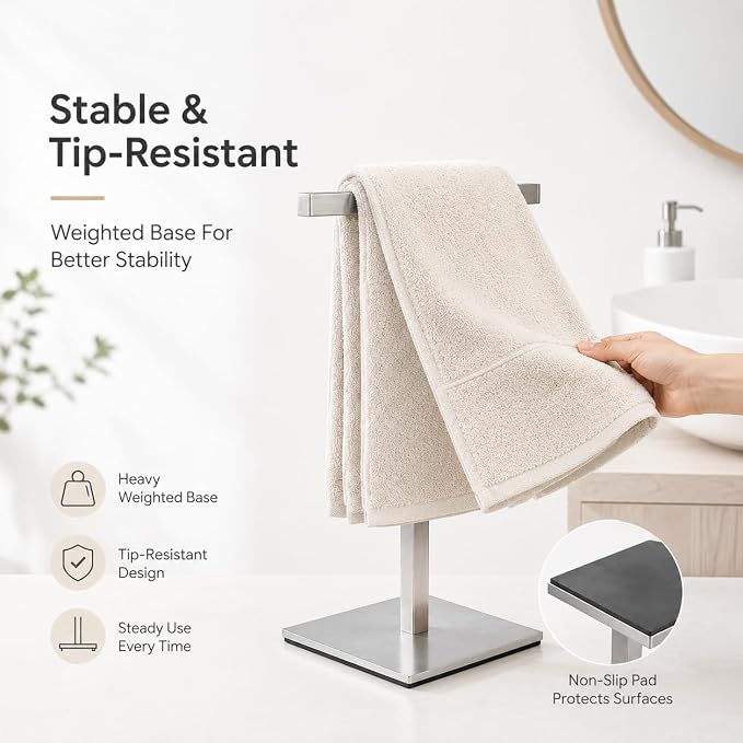 Bathroom Hand Towel Holder Stand，T-Shape Hand Towel Holder Stand SUS304 Stainless Steel for Bathroom，Kitchen or Vanity Countertop