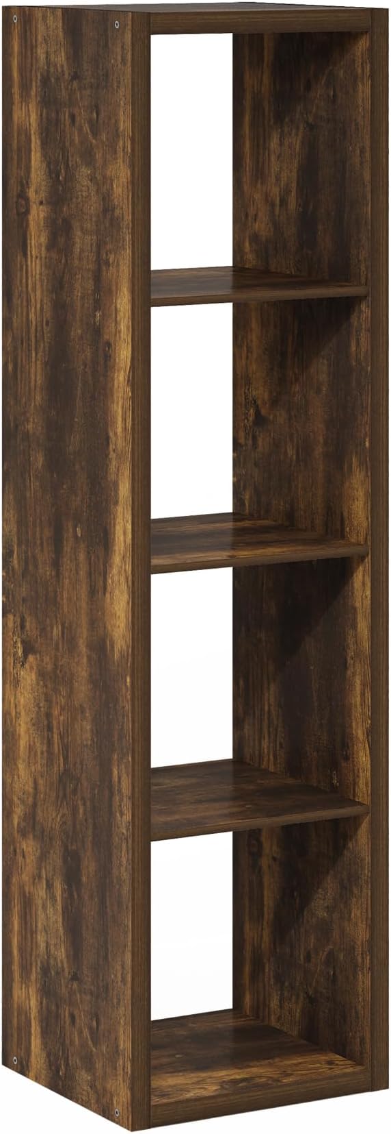 Furinno Cubicle Book Shelf, Vertical 4-Cube Bookshelf, Extra Thick Horizontally & Vertically Reversible Bookcase with Open Back, 14.6" x 16" x 58", for Living Room, Bedroom, Home Office, Amber Pine