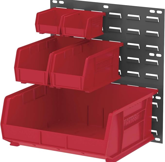 Akro-Mils 30230 AkroBins Plastic Storage Bins, 11"x5"x5", Red, 12-Pack | Space-Saving Stackable Bins for Garage, Pantry, Craft Organization