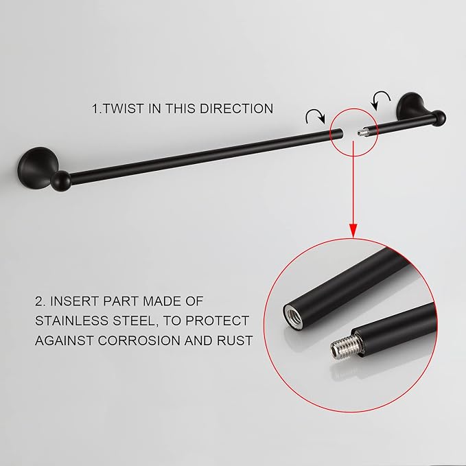 BGL Bathroom Hardware Set Oil-Rubbed Bronze Bath Towel Bars Adjustable Expandable Bathroom Accessory Set Towel Racks 8-Pieces Wall Mount
