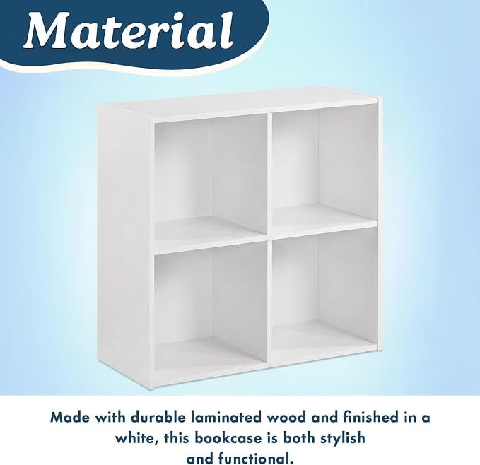 KB Designs - 4-Cube Bookcase, Unit Shelf, Storage Organizer, White