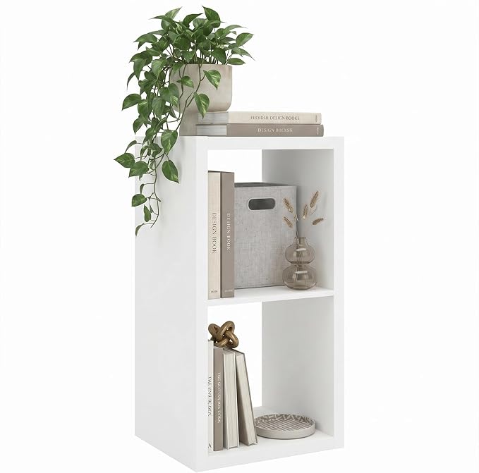 CTESNE【Wooden】 2 Cube Storage Organizer Shelf with Anti-Tipping Kits, Horizontal and Vertical Dual-use Standing Open Bookshelf（White）