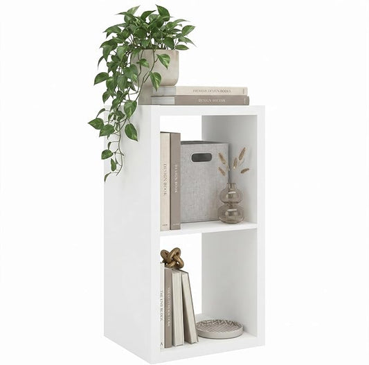 CTESNE【Wooden】 2 Cube Storage Organizer Shelf with Anti-Tipping Kits, Horizontal and Vertical Dual-use Standing Open Bookshelf（White）