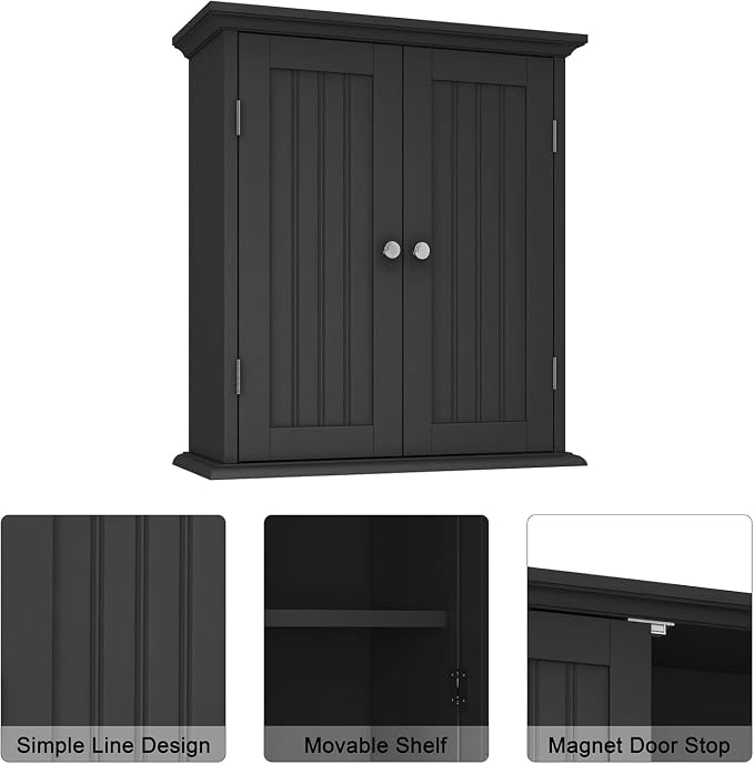ChooChoo Bathroom Wall Cabinet Set of 2, Over The Toilet | 8.8"D x 21.1"W x 24"H, Medicine Cabinet, 2 Door and Adjustable Shelves, Cupboard, White