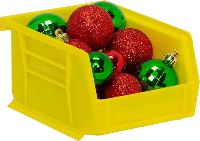 Akro-Mils 30210 AkroBins Plastic Storage Bins, 5"x4"x3", Yellow, 24-Pack | Space-Saving Stackable Bins for Garage, Pantry, Craft Organization
