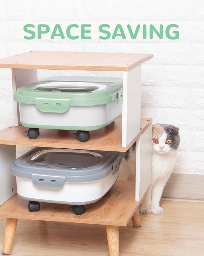 20-23Lbs Dog Food Storage Container Airtight,Collapsible Dog Food Container | Pet Food Storage with Double Airtight Seal & Magnetic Lid,Cat Food Container with Wheels for Easy Moving,Small Jar,Scoop