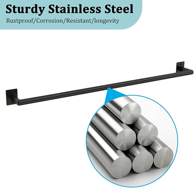 2 Packs 32 Inch Bathroom Towel Bar, 2Pcs Towel Racks for Bathroom, JIAPAIDUO Bathroom Towel Rack Wall Mounted, Bath Hand Towel Holder Organizer, Modern Home Decor Towel Rod Bathroom, Matte Black