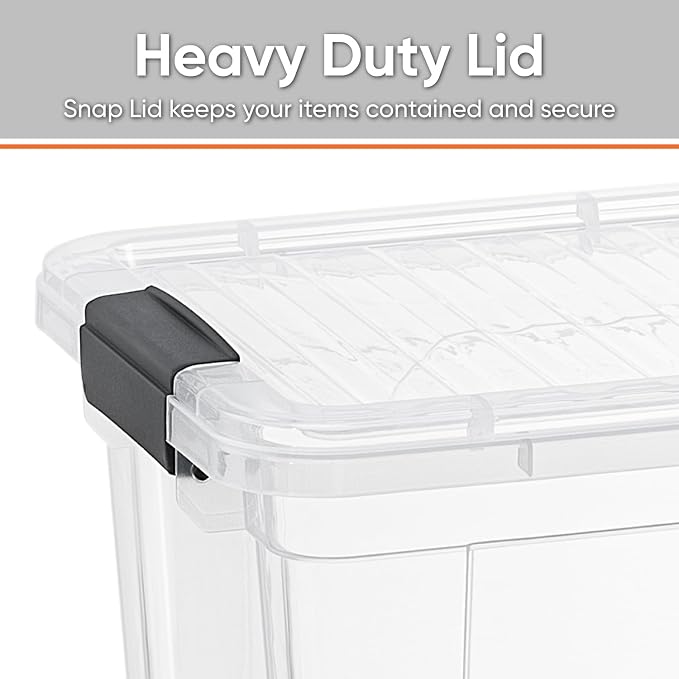Superio Clear Storage Box with Lid, 26 Quart Plastic Container Bins for Organizing, Stackable Crates, BPA Free, Non Toxic, Odor Free, Organizers for Home, Office, School, and Dorm, 10 Pack