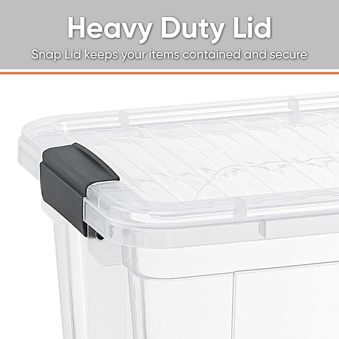 Superio Clear Storage Box with Lid, 49 Quart Plastic Container Bins for Organizing, Stackable Crates, BPA Free, Non Toxic, Odor Free, Organizers for Home, Office, School, and Dorm, 10 Pack
