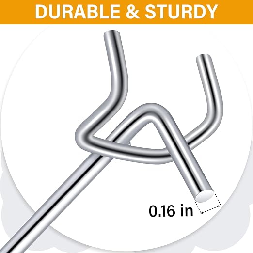 100 Pcs Peg Board Shelving Hooks Stainless Steel Hanging Board Pegs Wall Display Hooks Bulk for 1/8 1/4 Garage Storage Organizer Accessories (4 Inch,Silver)