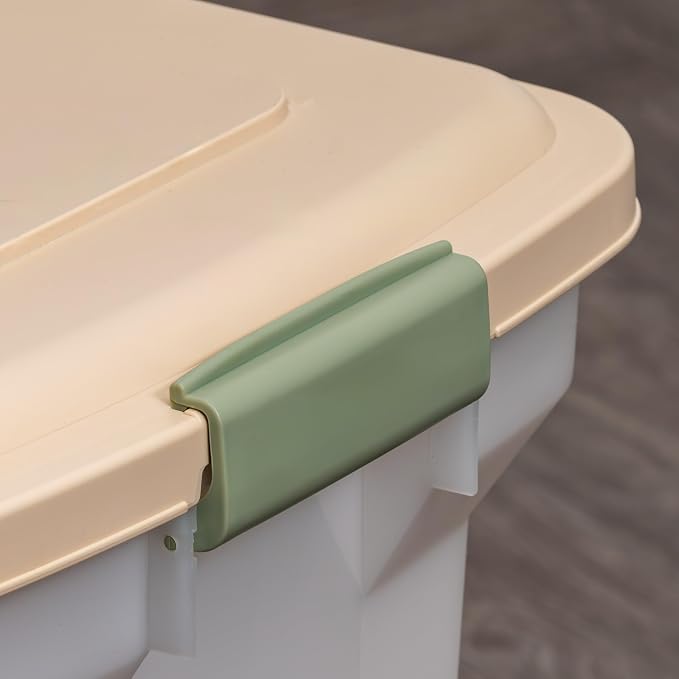 IRIS USA Dog Food Storage Container, Up to 22 lbs, Almond, Made in USA | Wheels for Mobility, Airtight Seal, BPA-Free, Best for Cat Food, Bird Seed, Chicken Feed, Pet Toys, Treats, Pellets