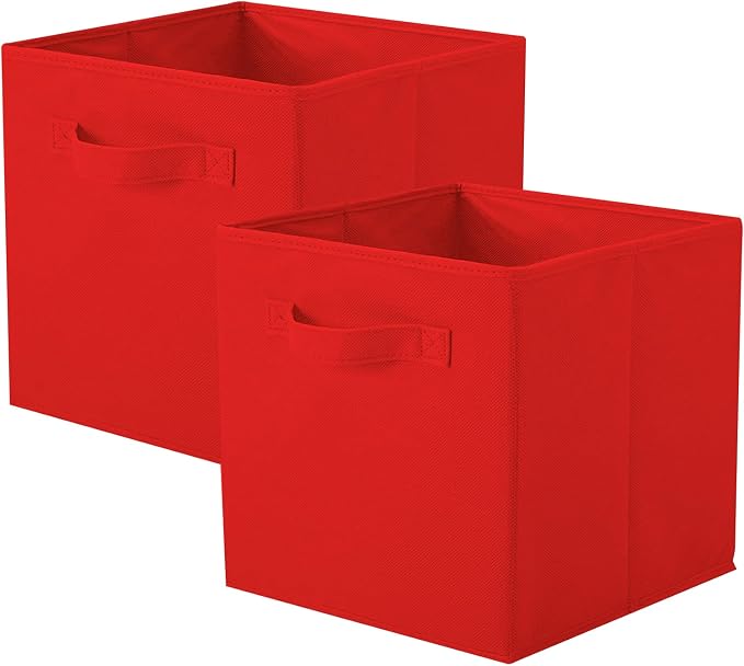 ShellKingdom Storage Bins, Foldable Fabric Storage Cubes And Cloth Storage | Storage Organizer For Closet And Toys, 10.5x10.5x11 INCH, 2 Pack (Red)