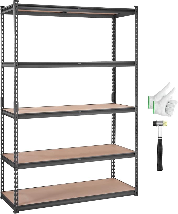 VEVOR Storage Shelves 5-Tier Adjustable 2000 lbs 48"x18"x72" Shelving Unit | Heavy Duty Garage Storage Metal Utility Rack Shelf for Kitchen, Pantry, Basement, Bathroom, Laundry, Living Room, Warehouse