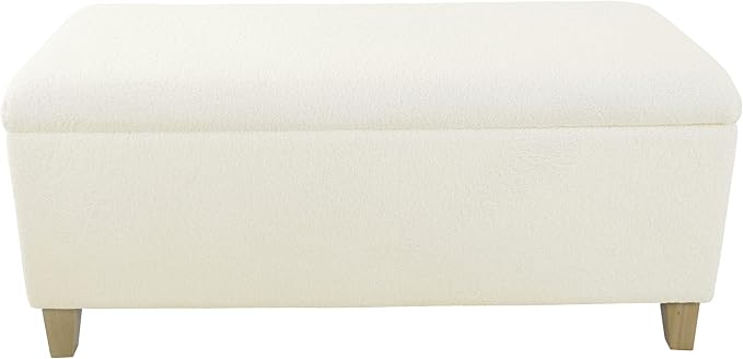 HomePop Storage Bench, Pearl Cream, Rectangle