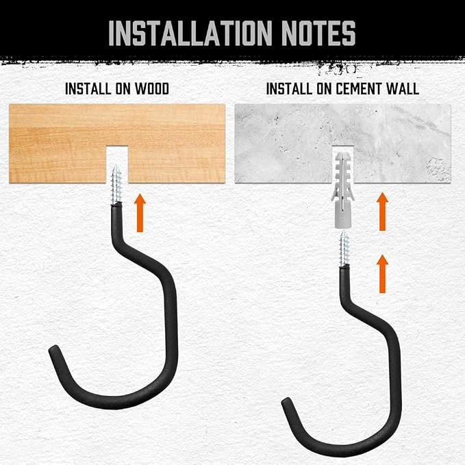 HORUSDY 6 Pack Heavy Duty Bike Hooks - 7.5 inches, 100LBS Capacity for Garage Wall and Ceiling