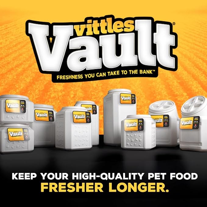 Vittles Vault Traditional Pet Food Storage Container For Dog Kibbles/Bird Seed/Oatmeal/Rice/Flour/Cereal, BPA Free Plastic, Sealed Airtight For Cat Food, Up To 30 lb, Made in USA, With Scoop, Gray